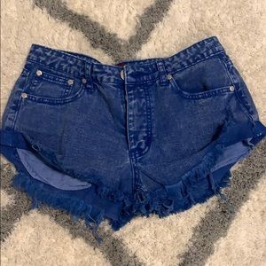 Distressed blue denim shorts size small